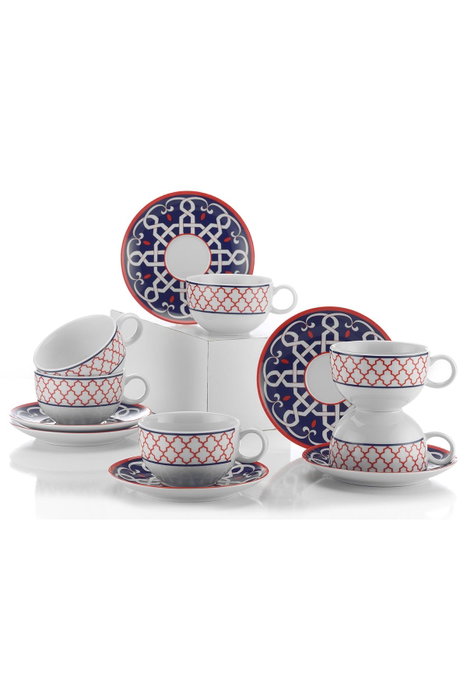 Hermia Juego de Tazas de Té de Porcelana Multicolor (12 Piezas)